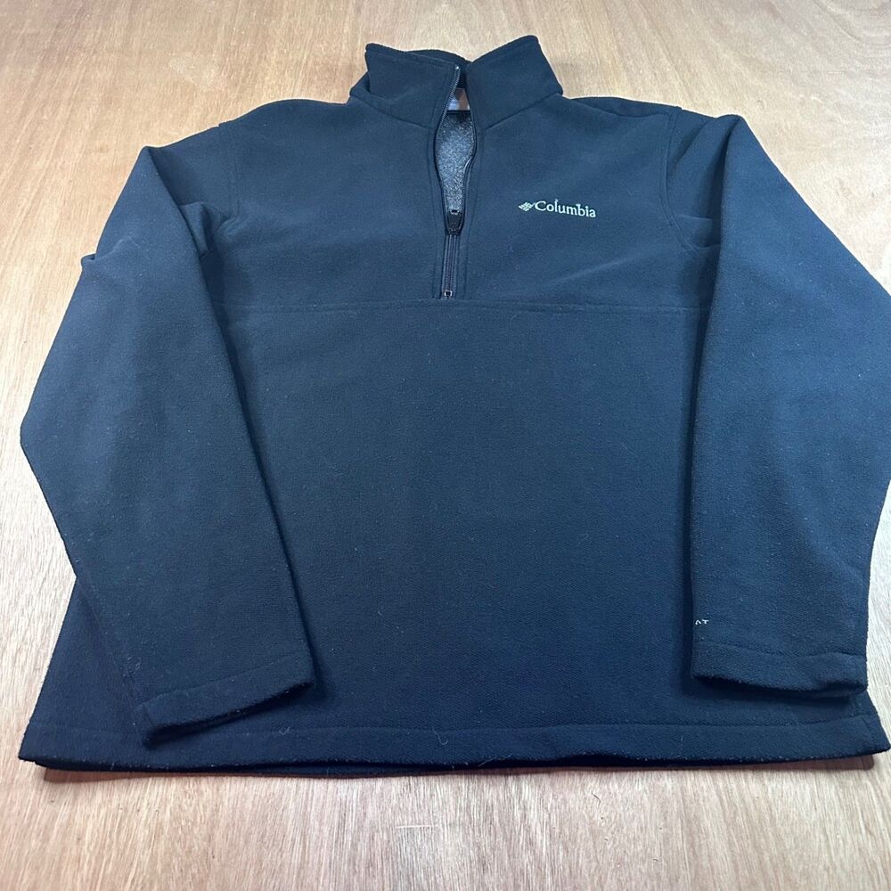 Columbia Mens Fleece 1/4 Zip Pullover Black Medium Omni-Heat Lightweight